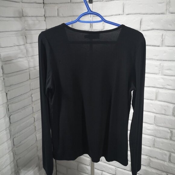 2/$30.00 - Denver Hayes Soft Ladies Black Long Sleeve Round Neck Top - Picture 2 of 9